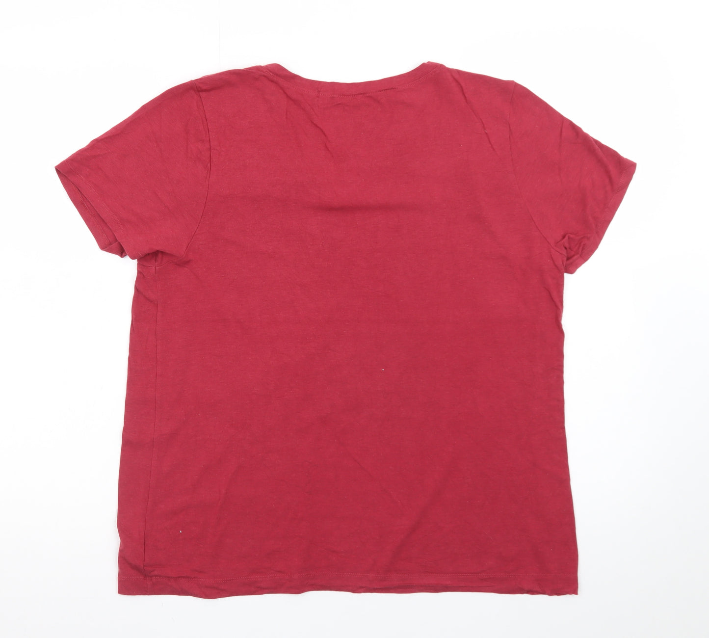 Calvin Klein Men's Red V-Neck Cotton T-Shirt L Lightweight