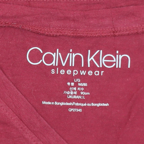 Calvin Klein Men's Red V-Neck Cotton T-Shirt L Lightweight