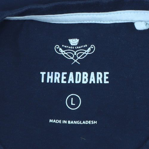 Threadbare Men's Blue Crew Neck Cotton T-Shirt Size L