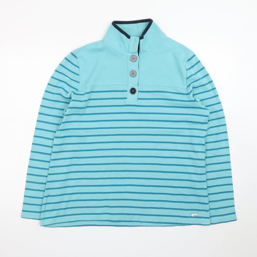 TIGI Teens Blue Striped Henley Sweatshirt 14/16 Cotton Long Sleeve
