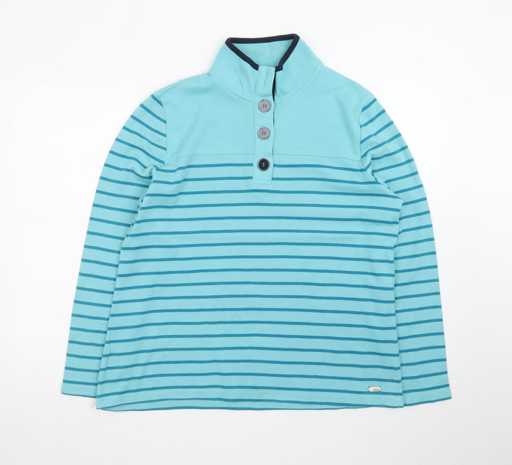 TIGI Teens Blue Striped Henley Sweatshirt 14/16 Cotton Long Sleeve