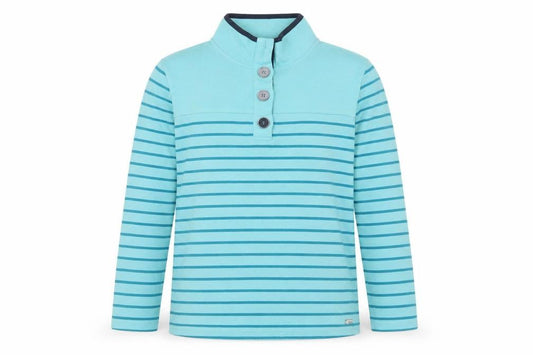 Front view of TIGI Teens Blue Striped Henley Sweatshirt 14/16 Cotton Long Sleeve
