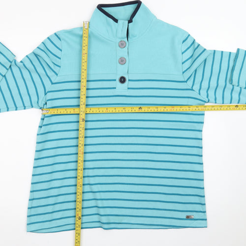 TIGI Teens Blue Striped Henley Sweatshirt 14/16 Cotton Long Sleeve