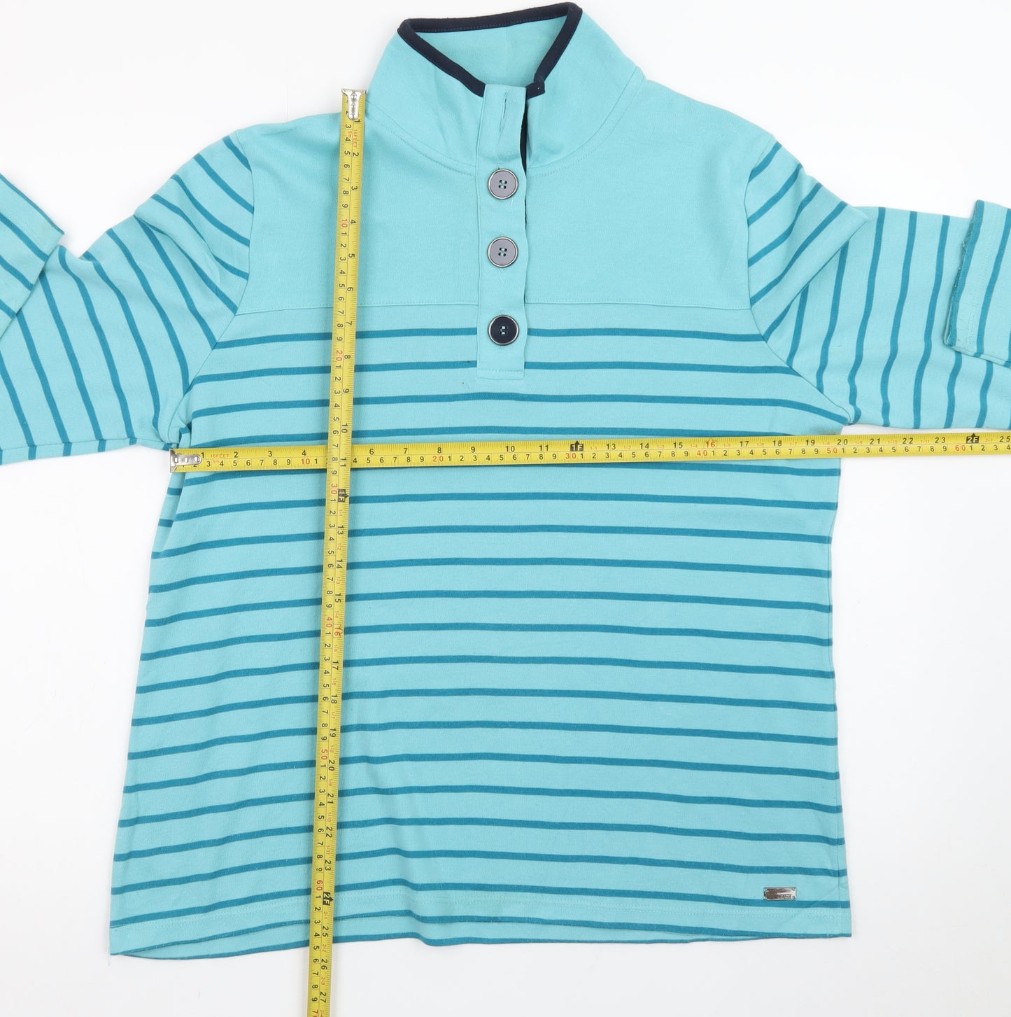 TIGI Teens Blue Striped Henley Sweatshirt 14/16 Cotton Long Sleeve