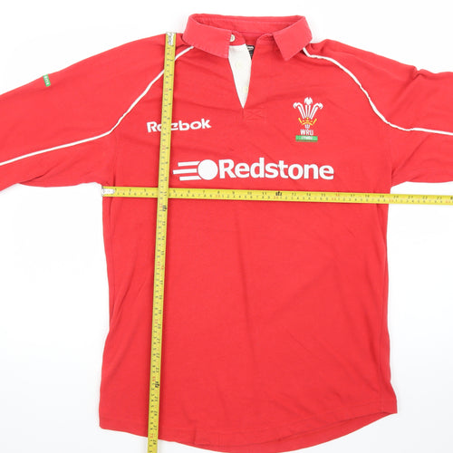 Reebok Wales Rugby Red Long Sleeve Men's Polo Shirt Size S