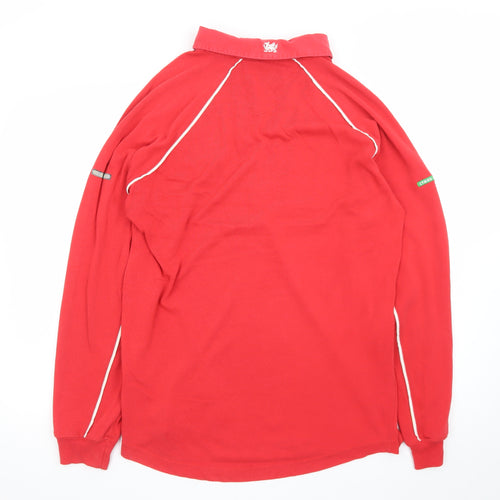 Reebok Wales Rugby Red Long Sleeve Men's Polo Shirt Size S