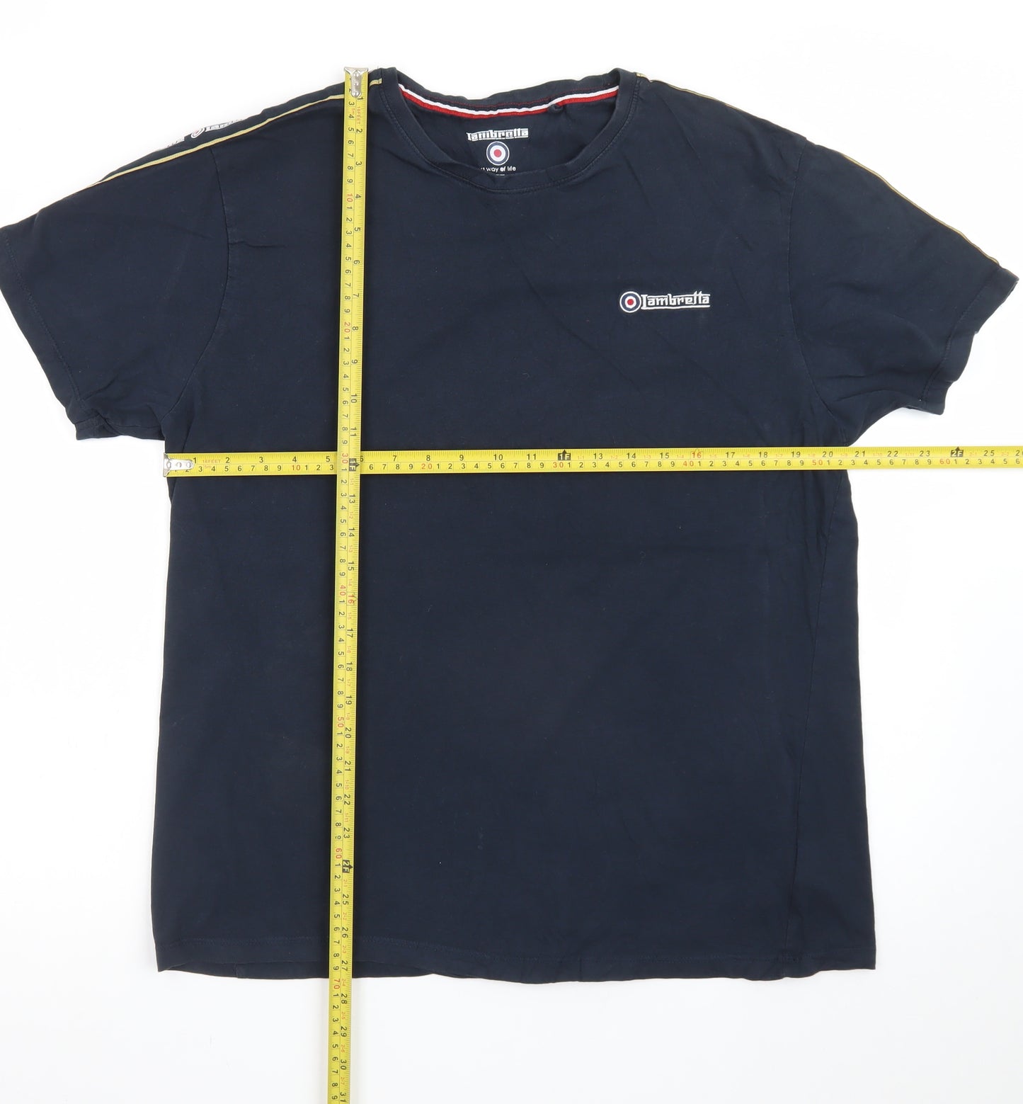 Lambretta Men's Blue XL Retro Crew Neck Cotton T-Shirt