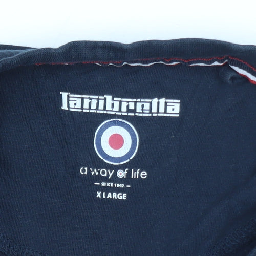 Lambretta Men's Blue XL Retro Crew Neck Cotton T-Shirt
