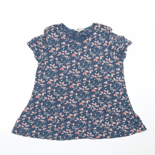 Seasalt Cornwall Womens Blue Floral Organic Cotton T-Shirt UK 12