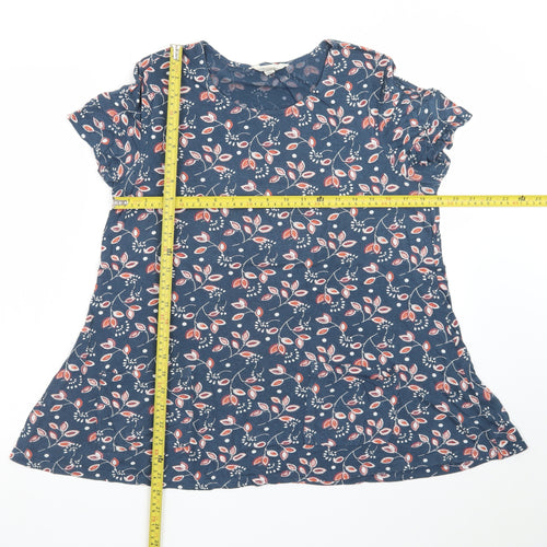 Seasalt Cornwall Womens Blue Floral Organic Cotton T-Shirt UK 12