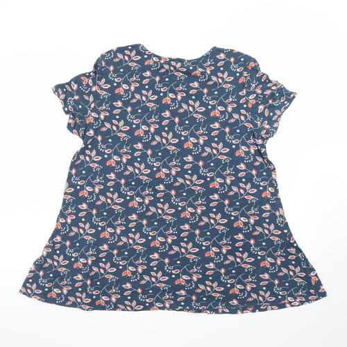Seasalt Cornwall Womens Blue Floral Organic Cotton T-Shirt UK 12