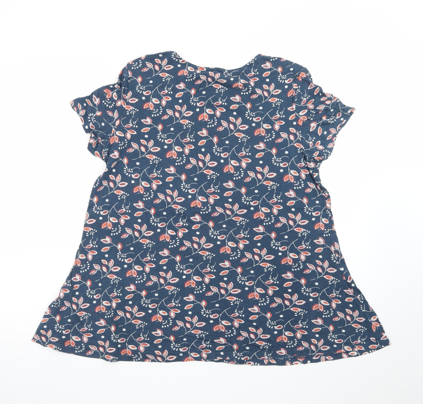 Seasalt Cornwall Womens Blue Floral Organic Cotton T-Shirt UK 12