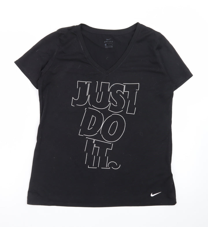 Nike Womens Black Dri-FIT V-Neck T-Shirt Size M Sports Tee