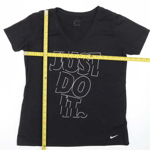 Nike Womens Black Dri-FIT V-Neck T-Shirt Size M Sports Tee