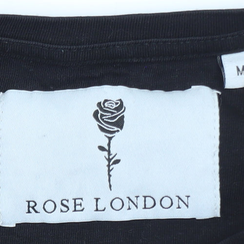 Rose London Men's Black Slim Fit Logo Graphic T-Shirt M