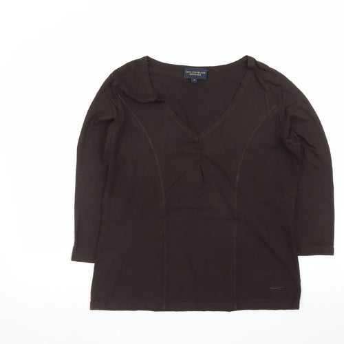 Paul Costelloe Dressage Womens Brown 3/4 Sleeve V-Neck Top Size 4