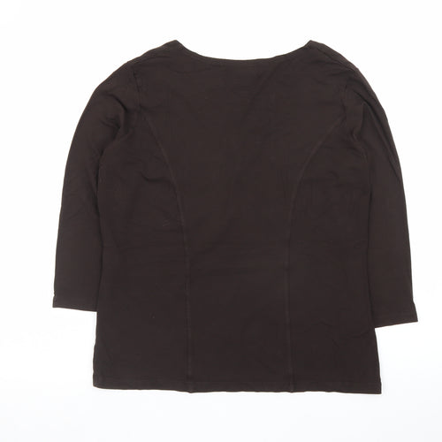 Paul Costelloe Dressage Womens Brown 3/4 Sleeve V-Neck Top Size 4
