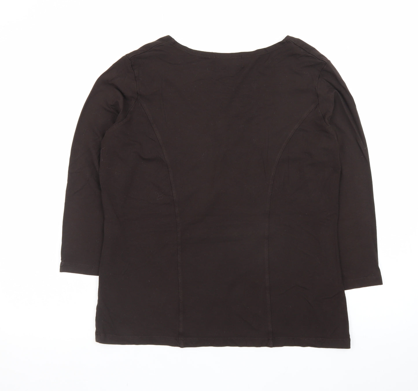 Paul Costelloe Dressage Womens Brown 3/4 Sleeve V-Neck Top Size 4