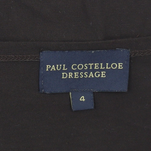 Paul Costelloe Dressage Womens Brown 3/4 Sleeve V-Neck Top Size 4