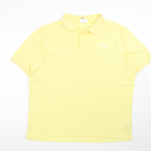 Slazenger Mens Yellow XL Polo Shirt Cotton Blend Sportswear