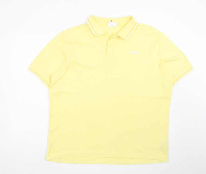 Slazenger Mens Yellow XL Polo Shirt Cotton Blend Sportswear