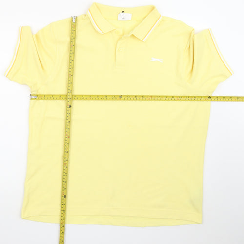 Slazenger Mens Yellow XL Polo Shirt Cotton Blend Sportswear