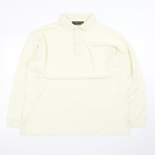 Glenmuir Men’s Ivory Long Sleeve Cotton Polo Shirt Size L