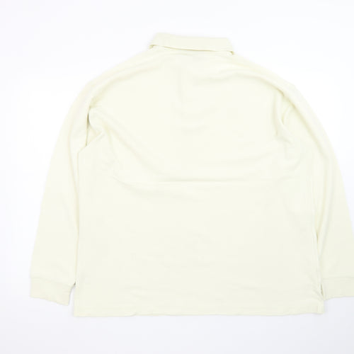Glenmuir Men’s Ivory Long Sleeve Cotton Polo Shirt Size L