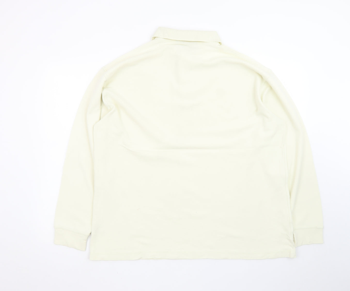 Glenmuir Men’s Ivory Long Sleeve Cotton Polo Shirt Size L