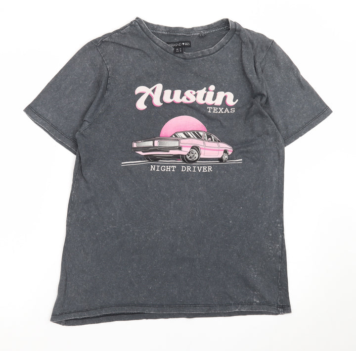 Weekend Vibes Women’s Grey Austin Texas Car Graphic Cotton T-Shirt UK 12