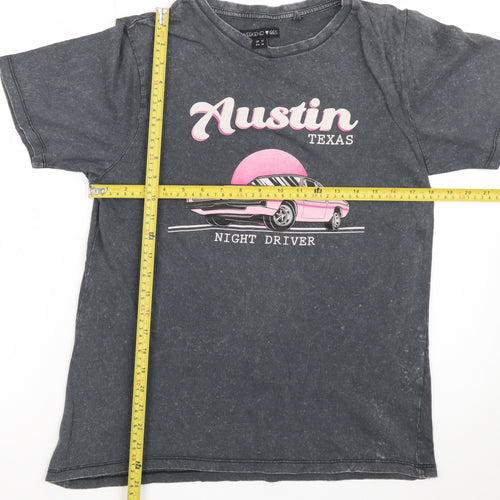 Weekend Vibes Women’s Grey Austin Texas Car Graphic Cotton T-Shirt UK 12
