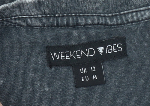 Weekend Vibes Women’s Grey Austin Texas Car Graphic Cotton T-Shirt UK 12