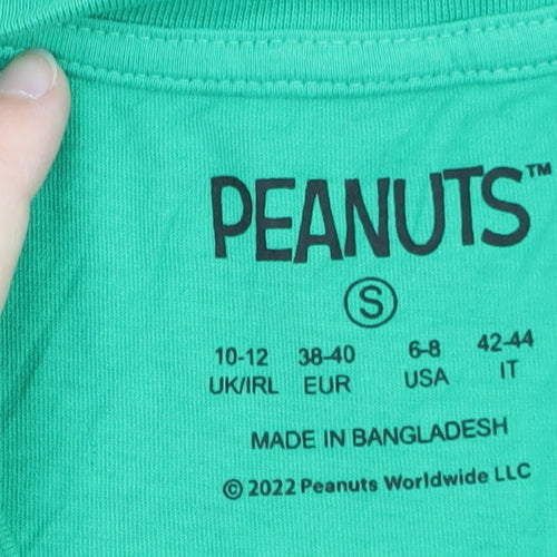 Peanuts Snoopy Men's Green Cotton Graphic T-Shirt Size S