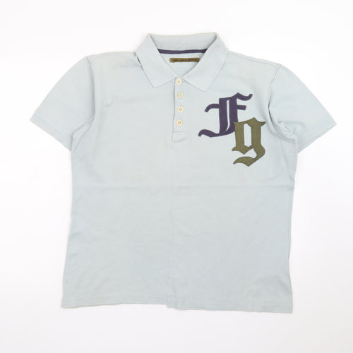 Fake London Genius Men's Blue Polo Shirt Size M 100% Cotton Logo Detail