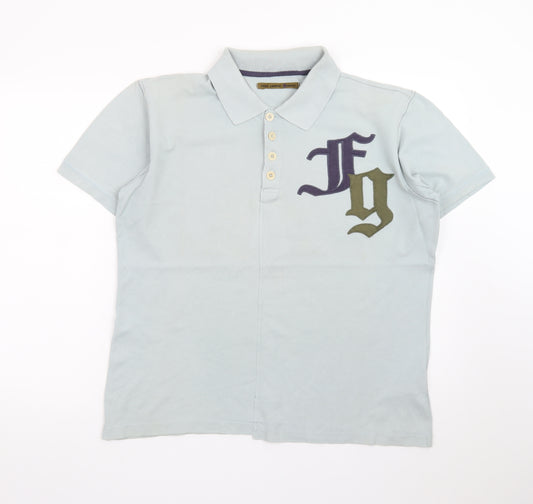Fake London Genius Men's Blue Polo Shirt Size M 100% Cotton Logo Detail
