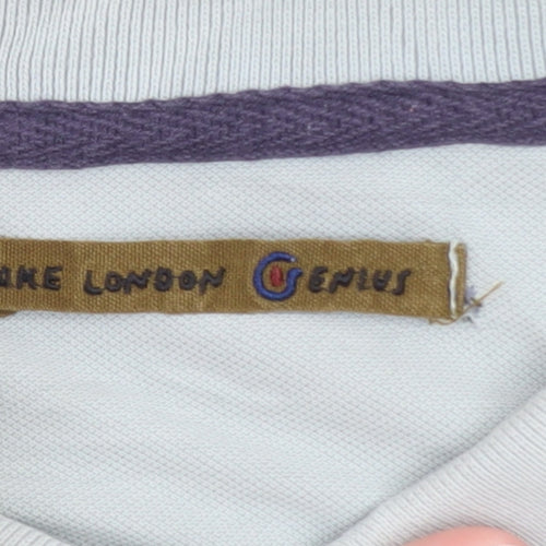 Fake London Genius Men's Blue Polo Shirt Size M 100% Cotton Logo Detail