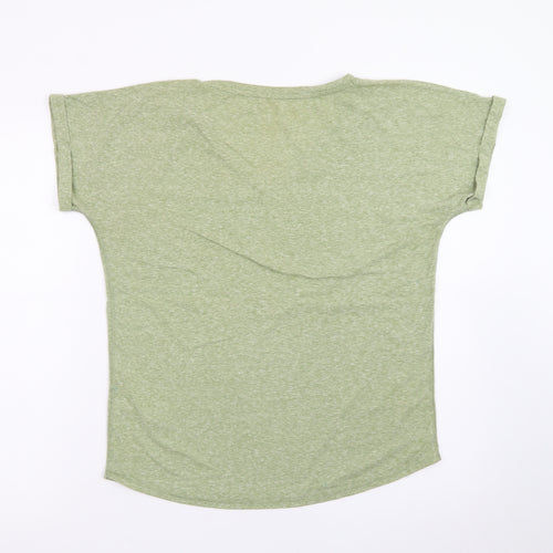 Jack Wills Women's Green V-Neck Basic Short Sleeve T-Shirt Size 10