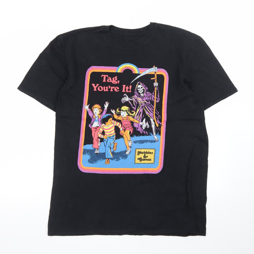 Steven Rhodes Men's Black L Funny Horror Retro Graphic T-Shirt