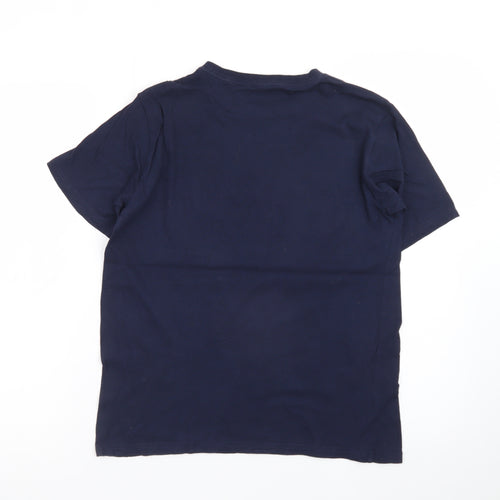 Tommy Hilfiger Men's Navy Blue Flag Logo Cotton T-Shirt L
