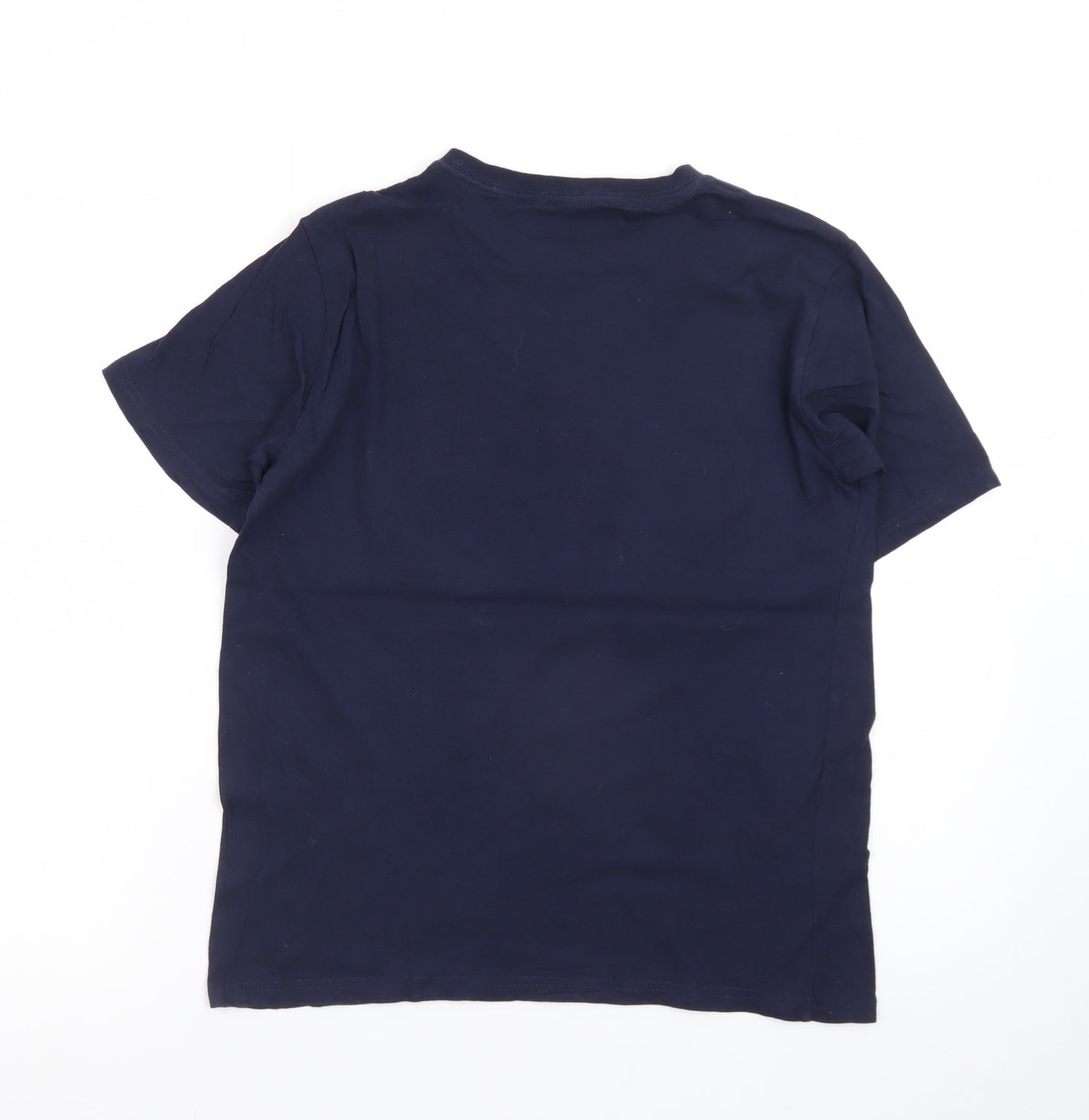 Tommy Hilfiger Men's Navy Blue Flag Logo Cotton T-Shirt L