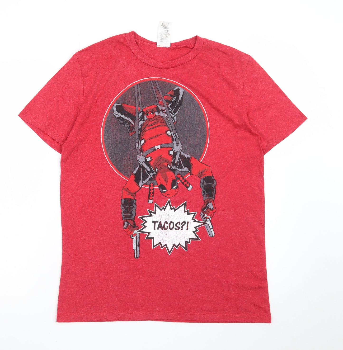 Marvel Men’s Red Deadpool Comic Graphic T-Shirt Size S