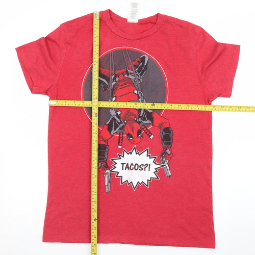 Marvel Men’s Red Deadpool Comic Graphic T-Shirt Size S