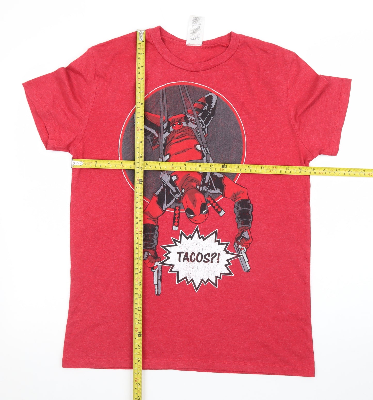 Marvel Men’s Red Deadpool Comic Graphic T-Shirt Size S