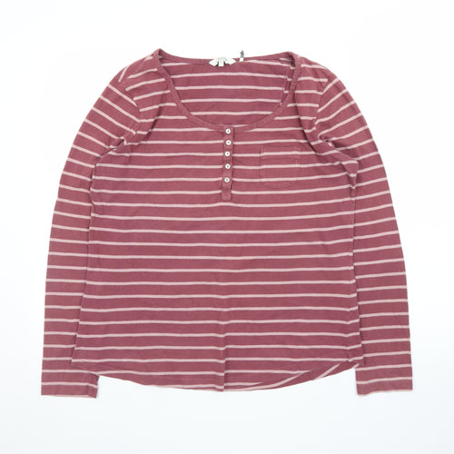 FatFace Womens Pink Striped Long Sleeve Cotton T-Shirt Size 12