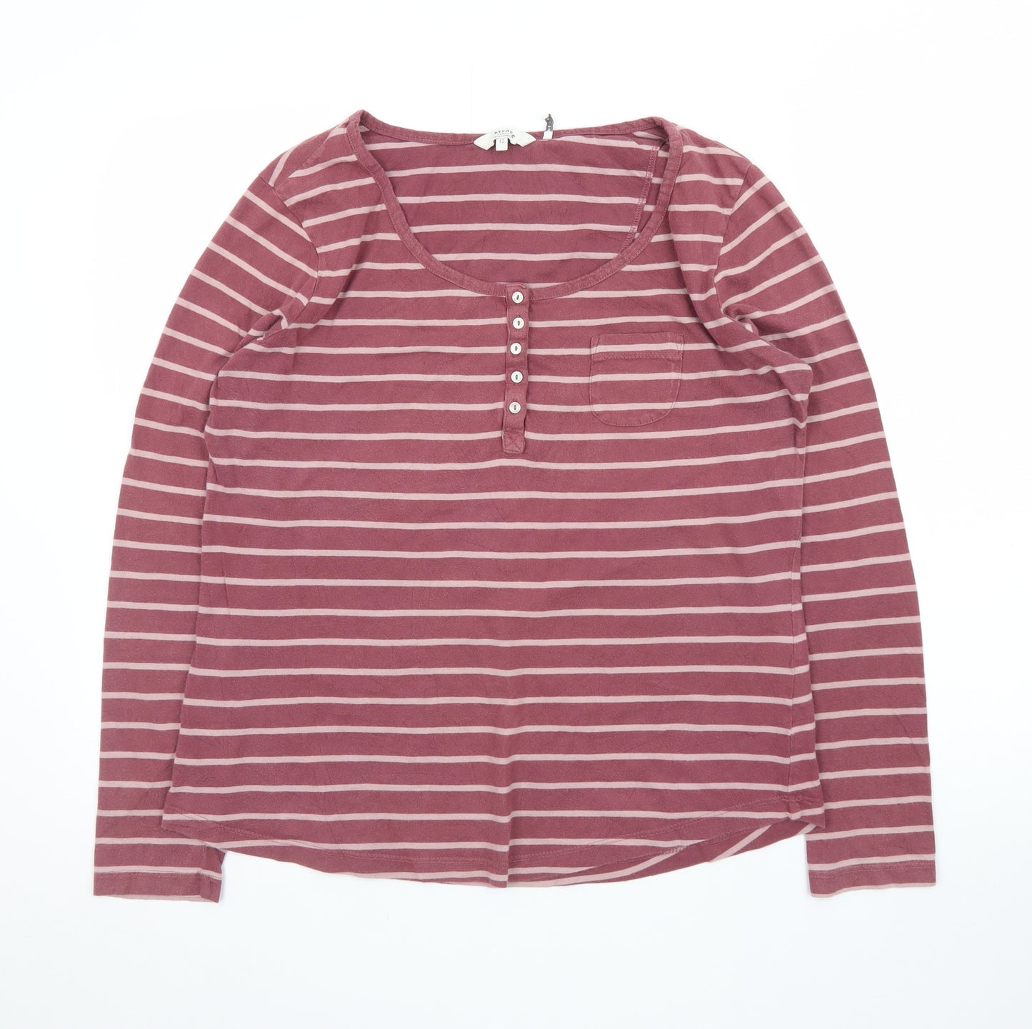 FatFace Womens Pink Striped Long Sleeve Cotton T-Shirt Size 12