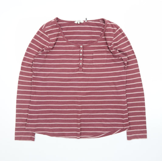 FatFace Womens Pink Striped Long Sleeve Cotton T-Shirt Size 12