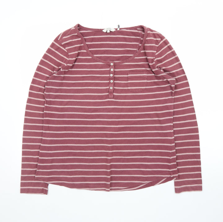 FatFace Womens Pink Striped Long Sleeve Cotton T-Shirt Size 12