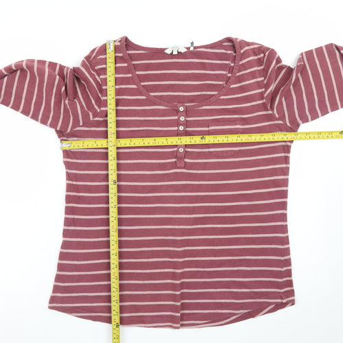 FatFace Womens Pink Striped Long Sleeve Cotton T-Shirt Size 12