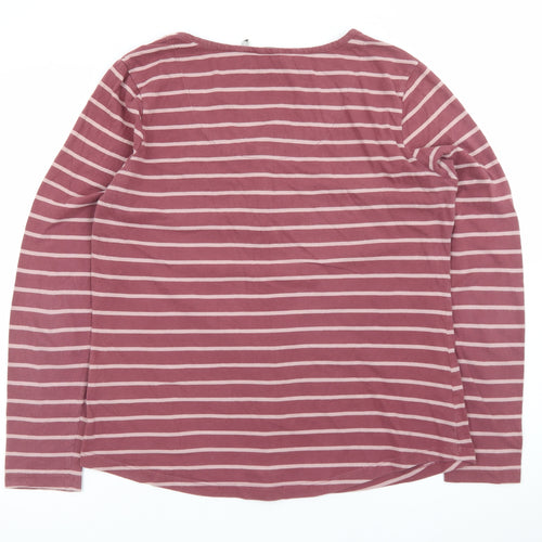 FatFace Womens Pink Striped Long Sleeve Cotton T-Shirt Size 12