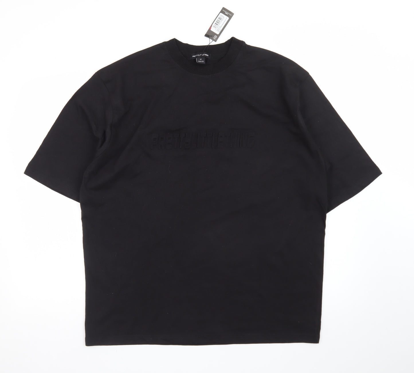 PrettyLittleThing Men's Black Cotton Crew Neck Regular Fit T-Shirt M